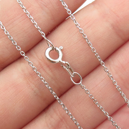 925 Sterling Silver Italy Round-Cut C Z Letter "R" Cable Chain Necklace 16"