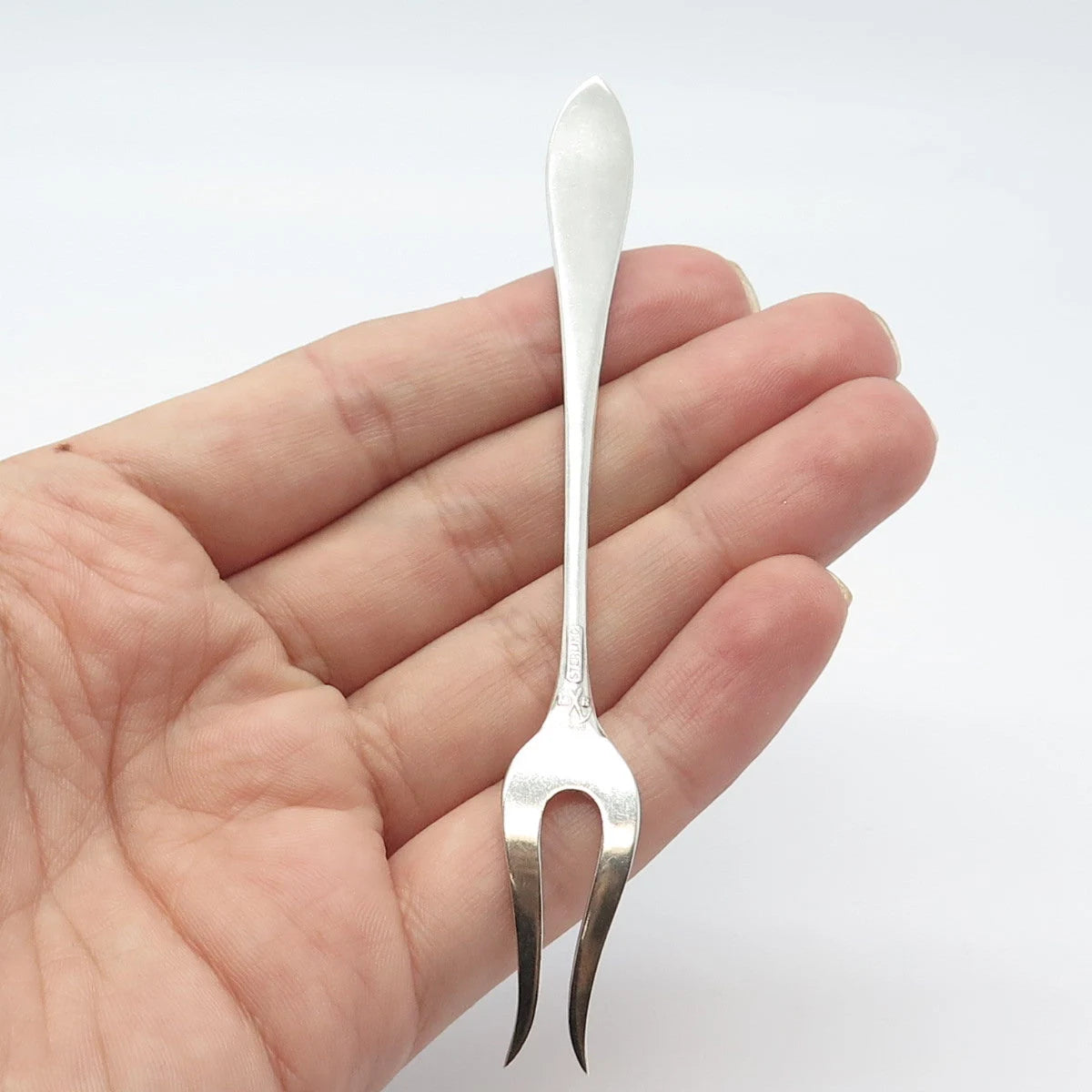 925 Sterling Silver Vintage Black Enamel "Alaska" Pickle / Olive Fork