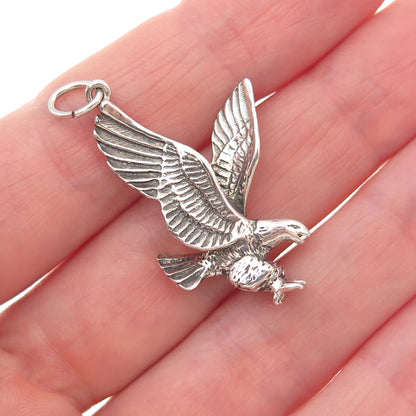 925 Sterling Silver Vintage Eagle Oxidized Charm Pendant