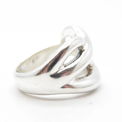 925 Sterling Silver Vintage Knot Modernist Cocktail Ring Size 8.25