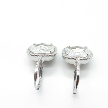 925 Sterling Silver Crystal & C Z Dangling Earrings
