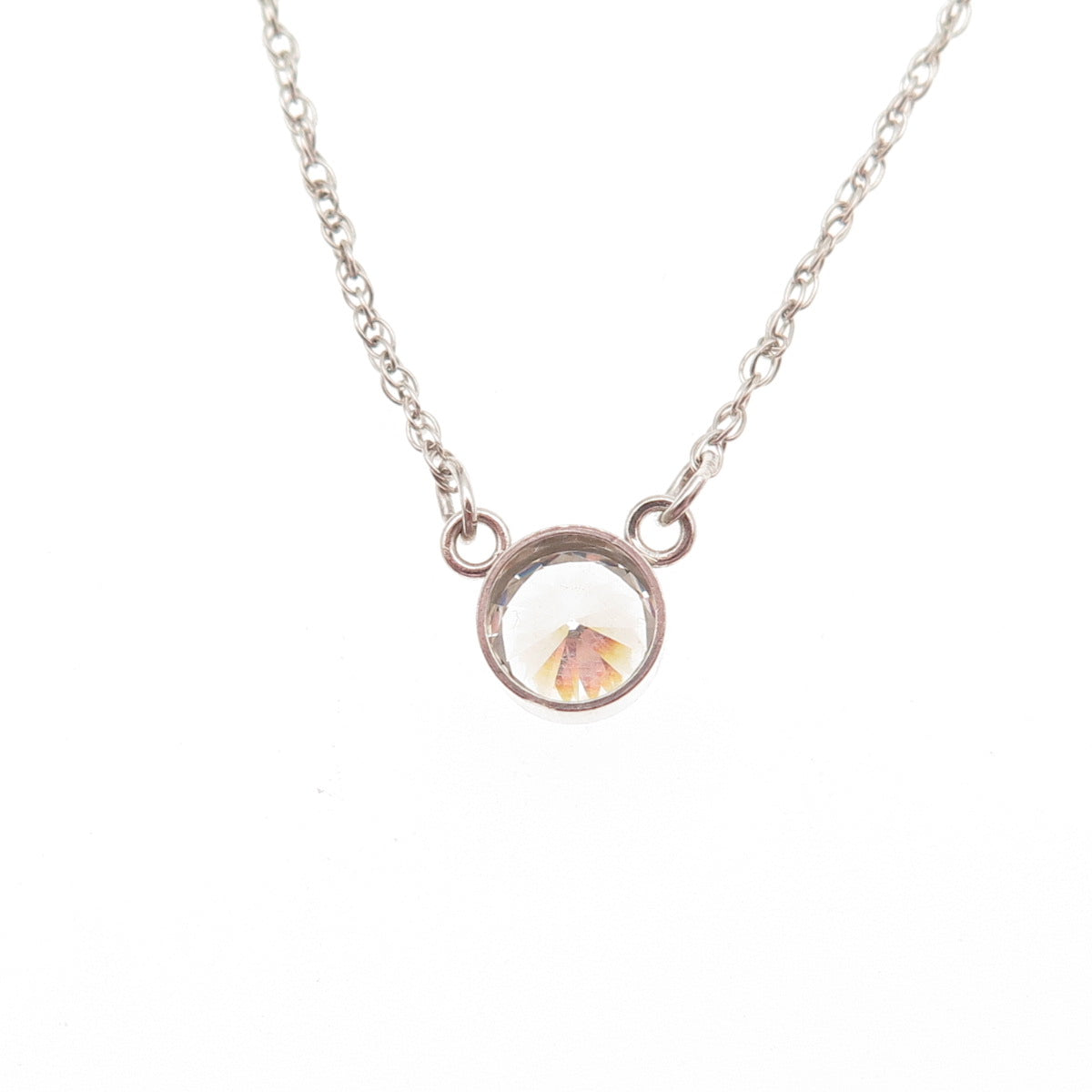 925 Sterling Silver Round-Cut C Z Twisted Rope Chain Necklace 16"