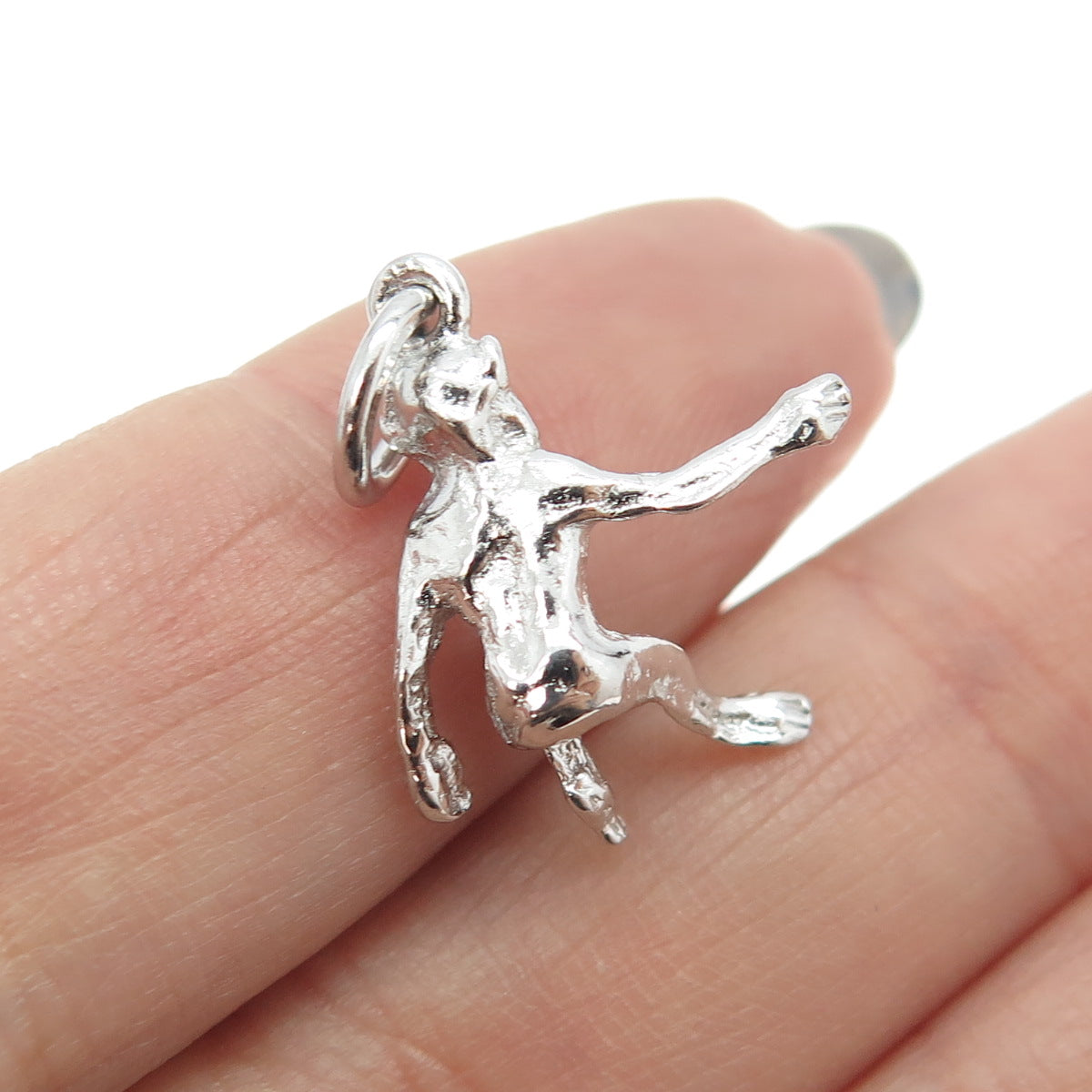 925 Sterling Silver Vintage Monkey 3D Charm Pendant