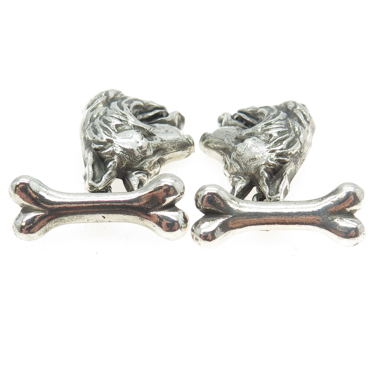 925 Sterling Silver Vintage K9 German Shepherd Dog Oxidized Cufflinks