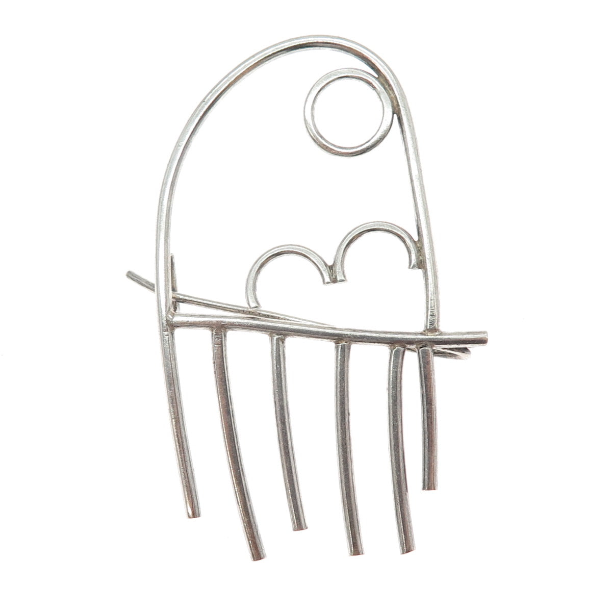 925 Sterling Silver Vintage Modernist Boy's Face Cartoon Character Pin Brooch