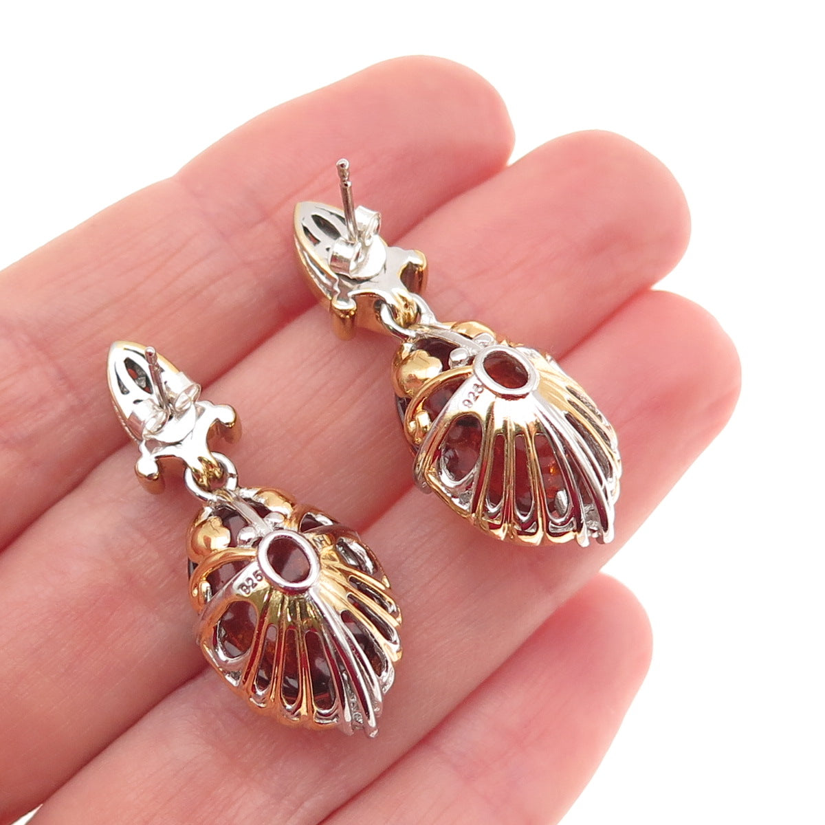 Michael Valitutti Gems En Vogue 925 Sterling 2-Tone Amber Citrine Topaz Earrings