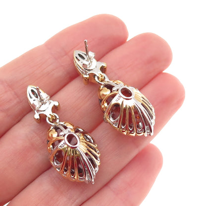 Michael Valitutti Gems En Vogue 925 Sterling 2-Tone Amber Citrine Topaz Earrings