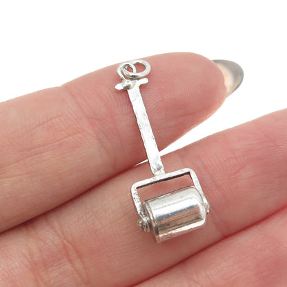 925 Sterling Silver Antique Art Deco Push Roller 3D Pendant