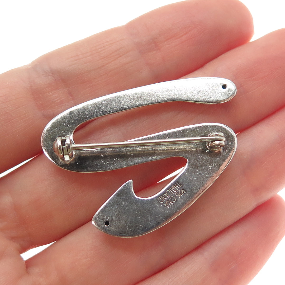 CNA PRANDA 925 Sterling Silver Vintage Number 2 / Letter Z Modernist Pin Brooch