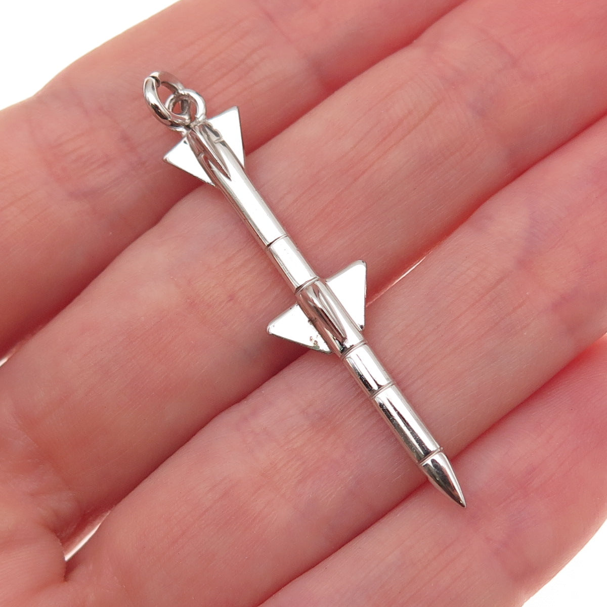 925 Sterling Silver Vintage Rocket Charm Pendant