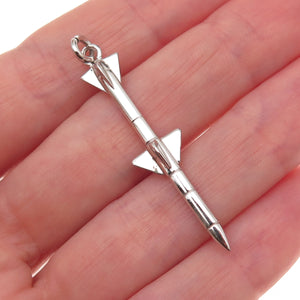 925 Sterling Silver Vintage Rocket Charm Pendant