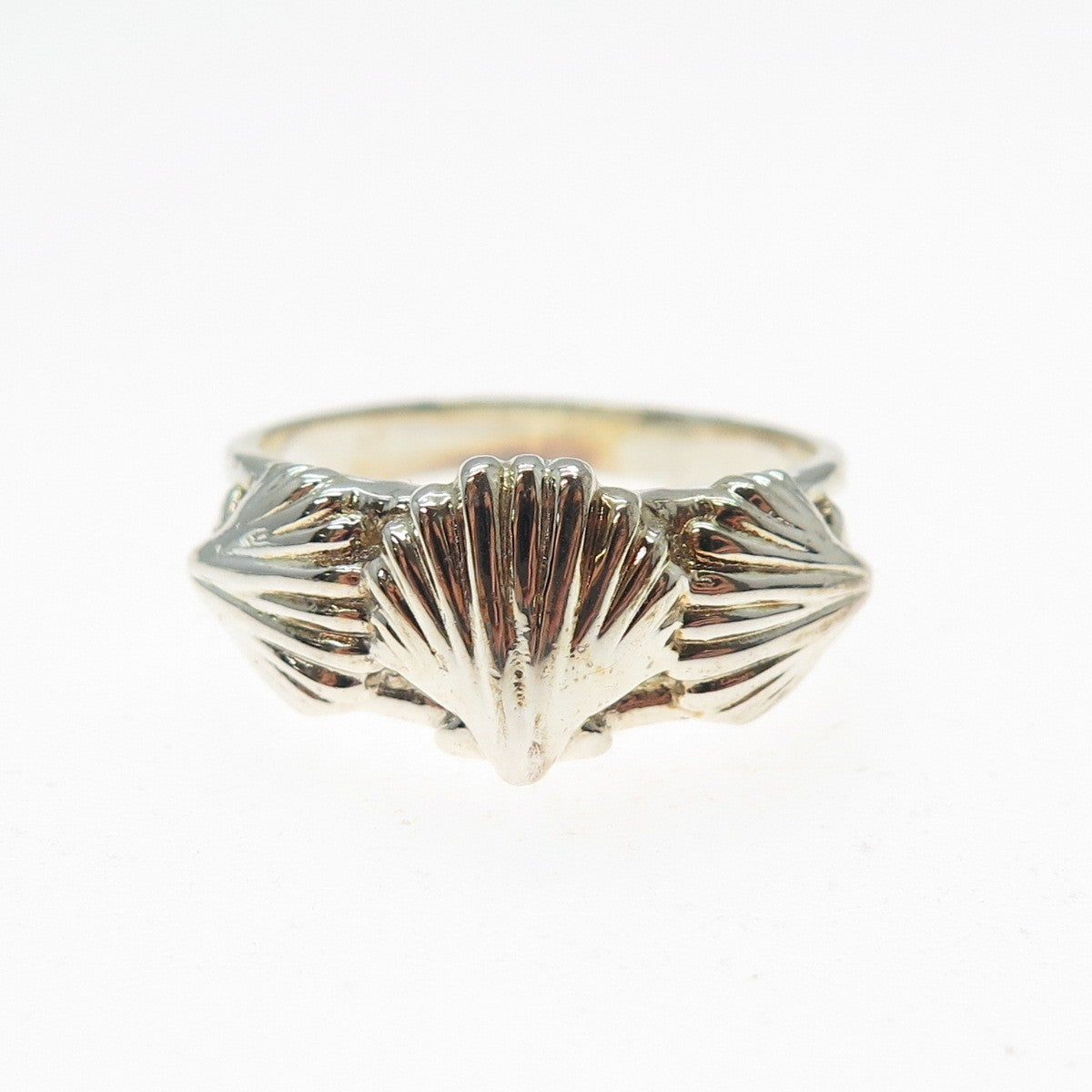 925 Sterling Silver Vintage Seashell Ring Size 8