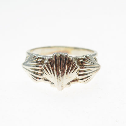 925 Sterling Silver Vintage Seashell Ring Size 8