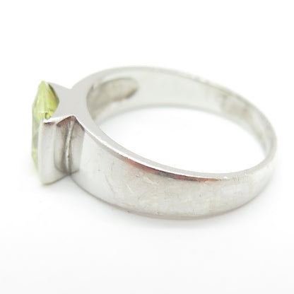 925 Sterling Silver Lemon Radiant-Cut Shaped C Z Ring Size 8.25