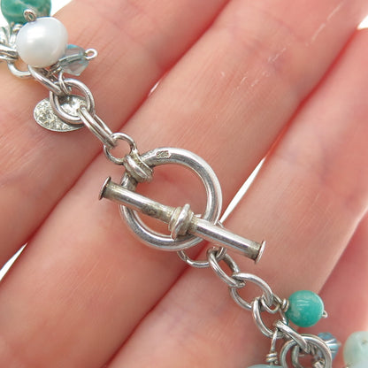 SAJEN & SUNWEST Sterling Silver Vintage Real Multi-Gem Sea Life Bracelet 7.25"