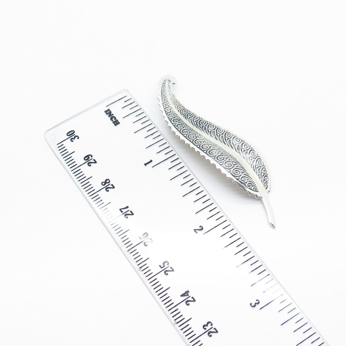 925 Sterling Silver Vintage Beaded Leaf Pin Brooch