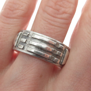 925 Sterling Silver Vintage Italy Modernist Arrow Band Ring Size 11.25