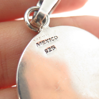 925 Sterling Silver Vintage Mexico Mayan Calendar Oxidized Charm Pendant