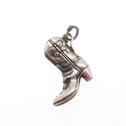 925 Sterling Silver Vintage Butterfly Cowboy Shoe Oxidized Mini Charm Pendant