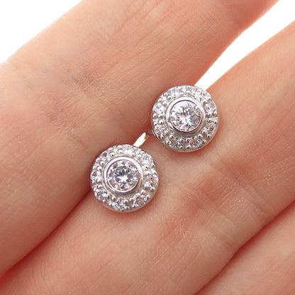 925 Sterling Silver Round-Cut C Z Stud Earrings