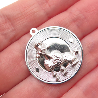 925 Sterling Silver Vintage Poodle Dog Charm Pendant