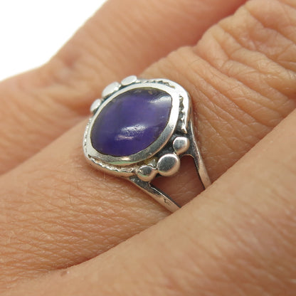 925 Sterling Silver Vintage Southwestern Real Amethyst Ring Size 7