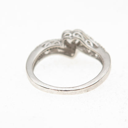 Jane Seymour 925 Sterling Silver Real Round-Cut Diamond Heart Ring Size 7