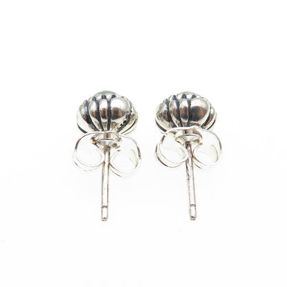 925 Sterling Silver Faux Pearl Oxidized Stud Earrings