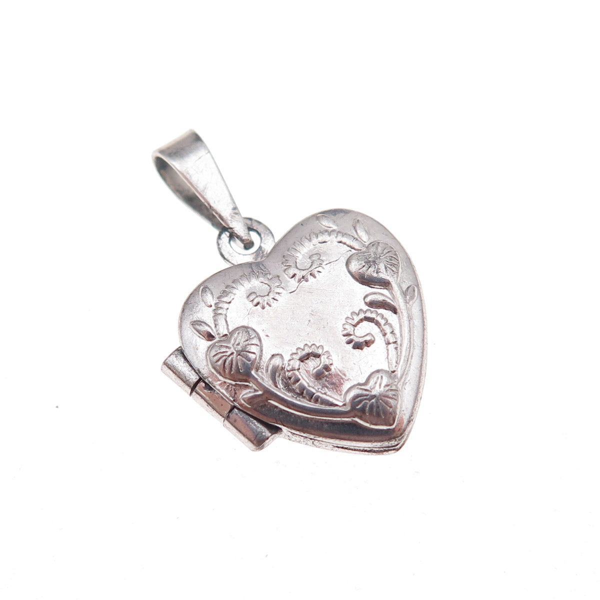 RJ Graziano 925 Sterling Silver Vintage Floral Heart Locket Charm Pendant