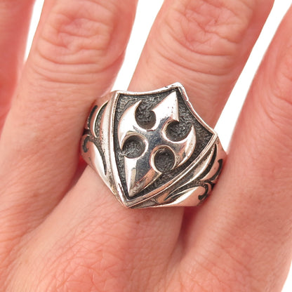 925 Sterling Silver Vintage Cross Oxidized Ring Size 11.5
