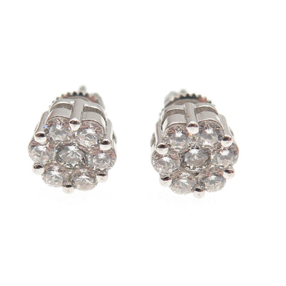 925 Sterling Silver Round-Cut C Z Stud Earrings