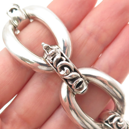 Charles Krypell 925 Sterling Silver Vintage Ivy Oval Link Oxidized Bracelet 7"