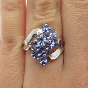 JS Joseph Schmid 925 Sterling Silver Real Oval-Cut Tanzanite Bypass Ring Size 6