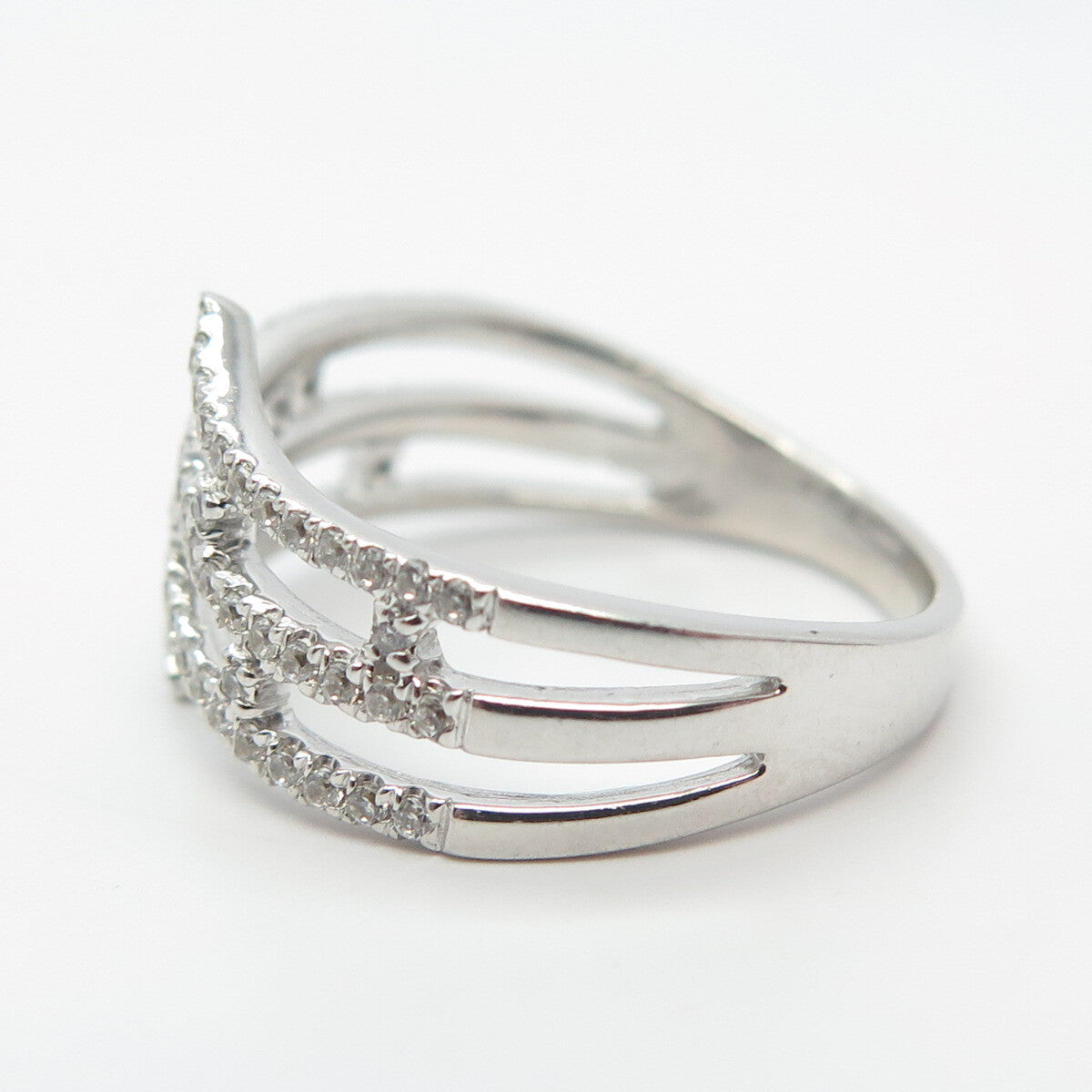 925 Sterling Silver Pave C Z Ring Size 7.25