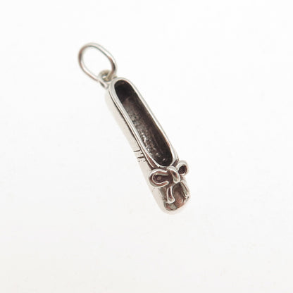 Sunwest 925 Sterling Silver Vintage Ballet Shoe 3D Mini Charm Pendant