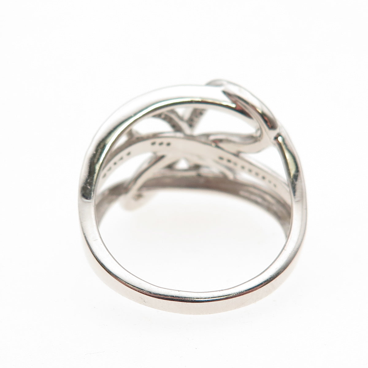 925 Sterling Silver Real Round-Cut Diamond Butterfly Ring Size 8