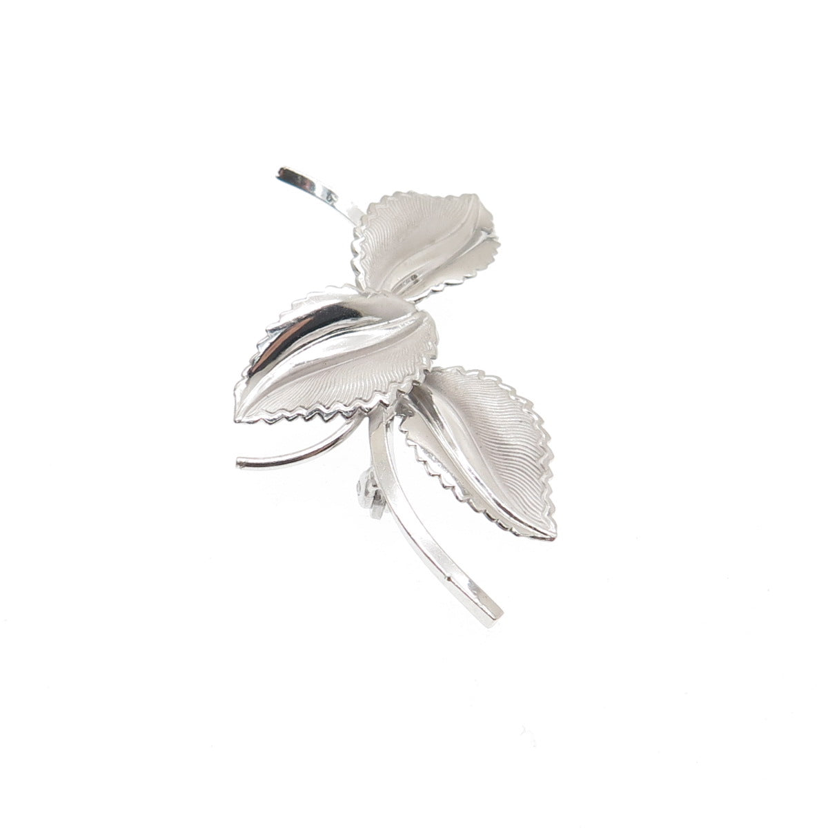 CURTIS CREATIONS 925 Sterling Silver Antique Art Deco Floral Leaf Pin Brooch