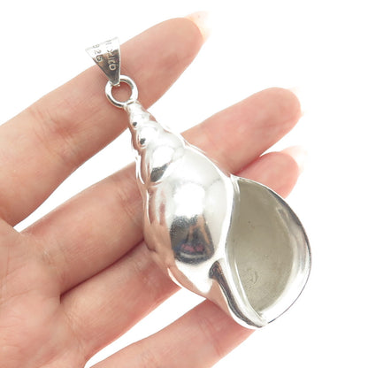 925 Sterling Silver Vintage Mexico Seashell Large Pendant