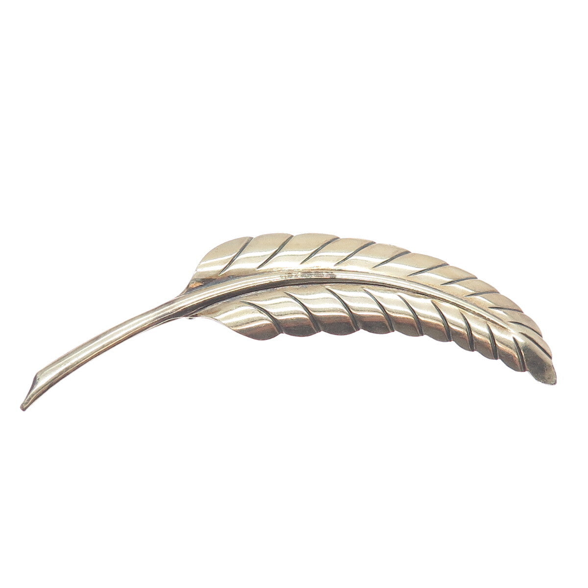 HARRY S. BICK Sterling Silver & 1/20 12K Gold Filled Vintage Feather Pin Brooch