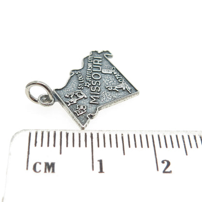 925 Sterling Silver Vintage "Missouri" State Map Charm Pendant