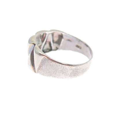925 Sterling Silver Vintage Italy Modernist Zig Zag Oxidized Ring Size 8
