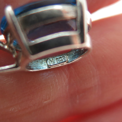 925 Sterling Silver Oval-Cut Nano Blue Topaz Minimalist Charm Pendant