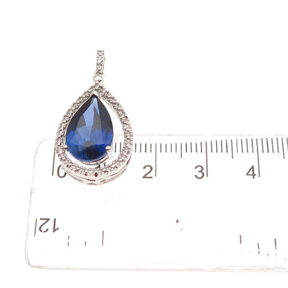 925 Sterling Silver Lab-Created Sapphire Real White Topaz Charm Pendant