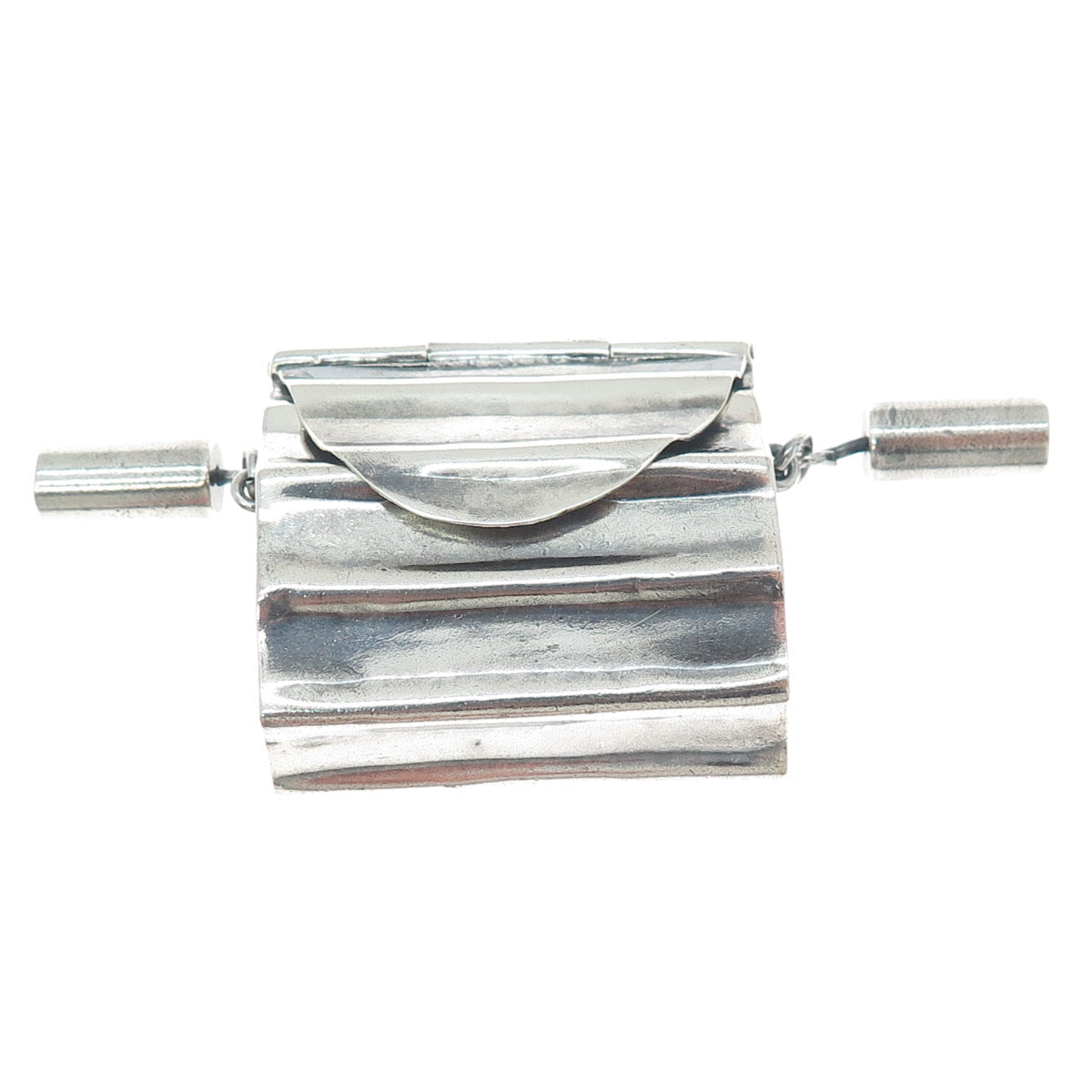 925 Sterling Silver Vintage Mexico Ladies Purse Pill Box Centerpiece Pendant
