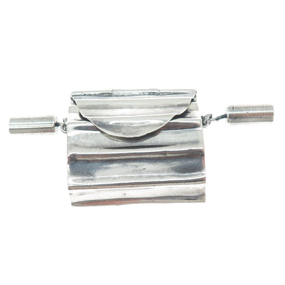 925 Sterling Silver Vintage Mexico Ladies Purse Pill Box Centerpiece Pendant