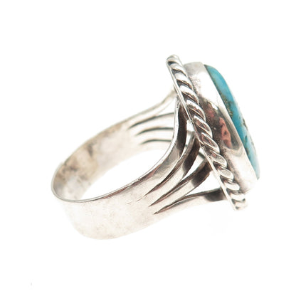 Old Pawn Sterling Silver Vintage Southwestern Turquoise Tribal Ring Size 12.5