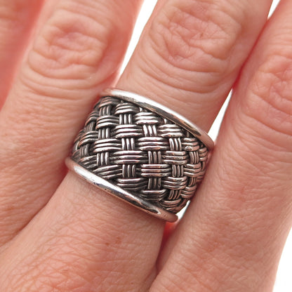 Suarti Bali 925 Sterling Silver Vintage Woven Oxidized Ring Size 7.25