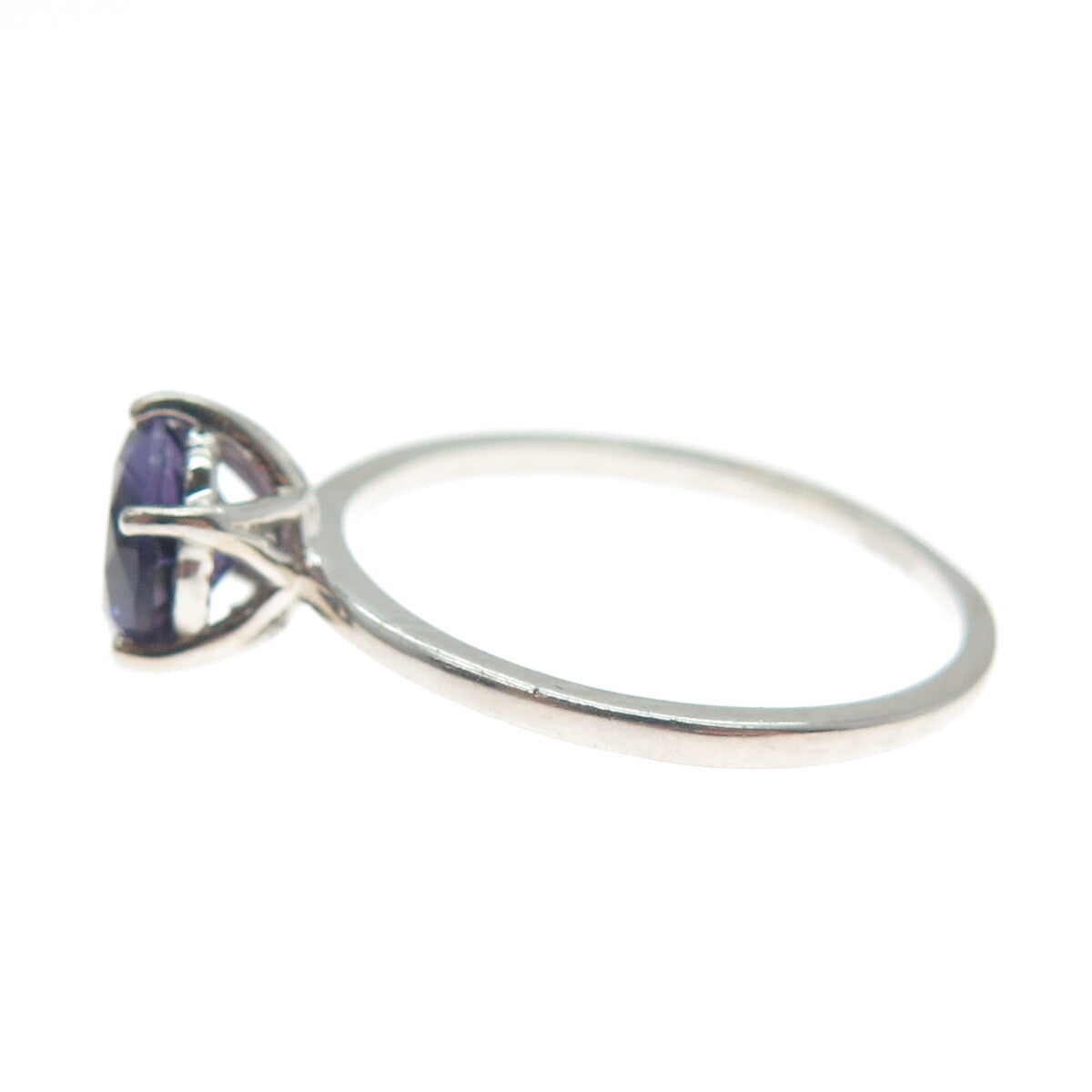 DAZZLERS 925 Sterling Silver Round-Cut Nano Amethyst Ring Size 9