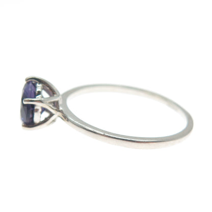 DAZZLERS 925 Sterling Silver Round-Cut Nano Amethyst Ring Size 9