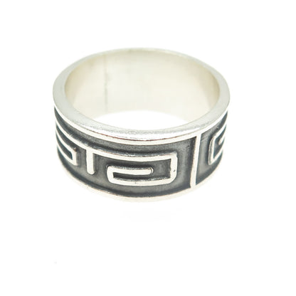 925 Sterling Silver Vintage Mexico Ethnic Band Ring Size 7.75